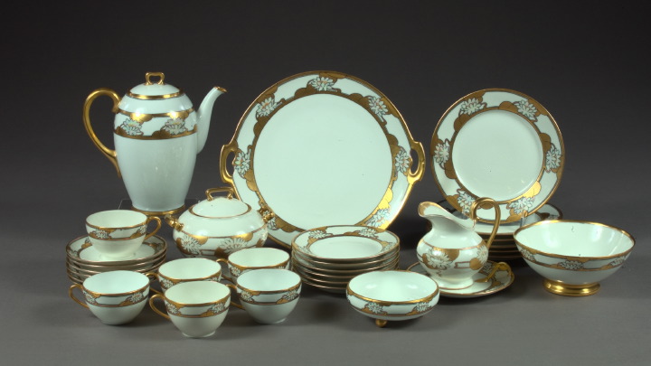 Appraisal: Extensive Thirty-One-Piece American Arts and Crafts Hand-Painted Parcel-Gilt Tea and