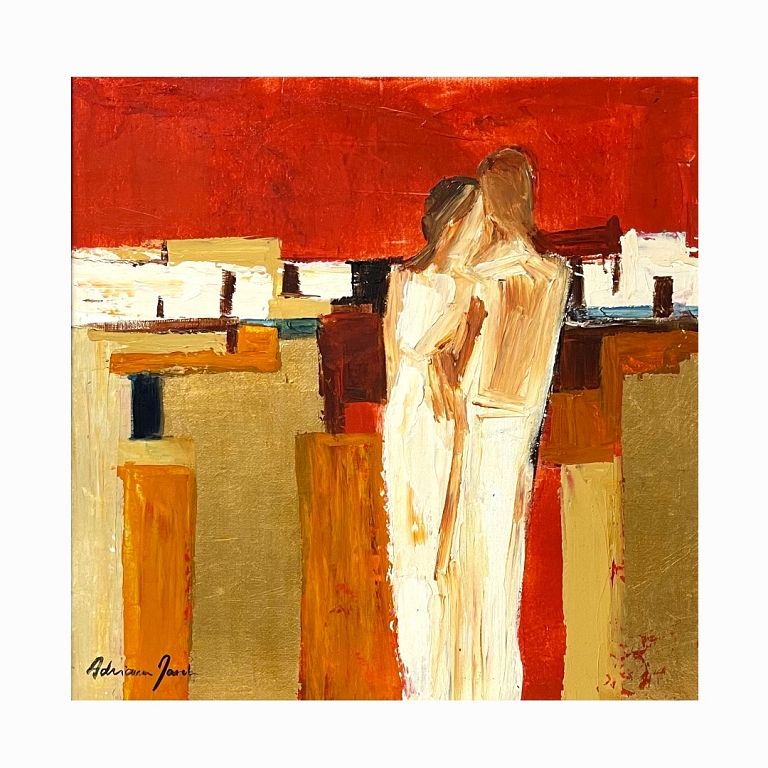 Appraisal: Adriana Naveh Lovers' Unification Adriana Naveh Lovers' Unification Signed Acrylic