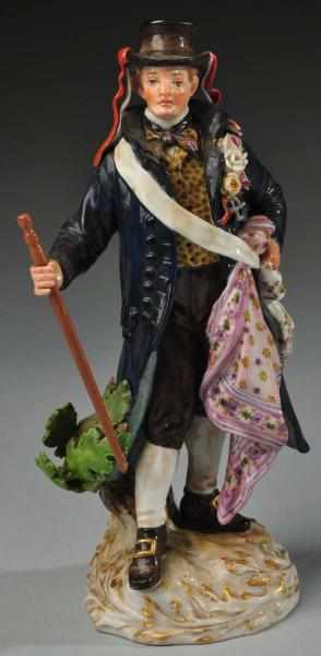 Appraisal: Man in Long Blue Coat Meissen Figurine Description Marked Q