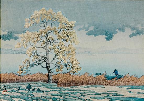 Appraisal: Kawase Hasui Japanese - CHIHAN NO AME Lake Side Shower