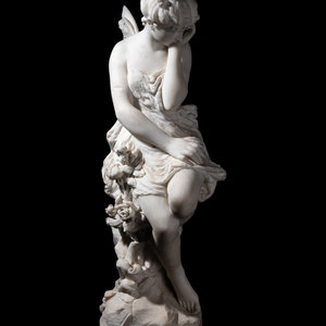 Appraisal: Italian th Century Seated Nymph carved marble unsigned Height inches