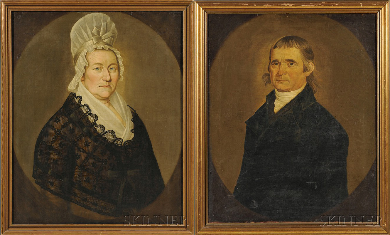 Appraisal: Attributed to William Jennys American ac - Portraits of Jabez