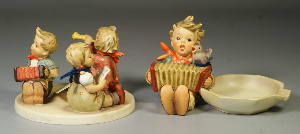 Appraisal: Goebel Hummel figural items Let's Sing ashtray some crazing No