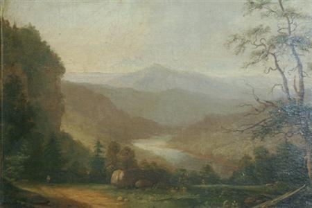 Appraisal: American School th Century Traveler in a Mountain Landscape Estimate