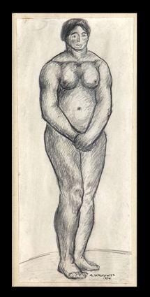 Appraisal: ABRAHAM WALKOWITZ - STANDING FEMALE NUDE Pencil on paper x