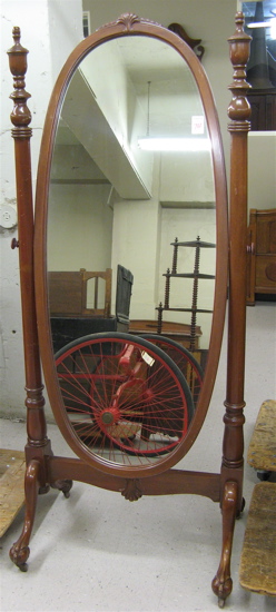 Appraisal: LATE VICTORIAN MAHOGANY CHEVAL MIRROR American late th century the