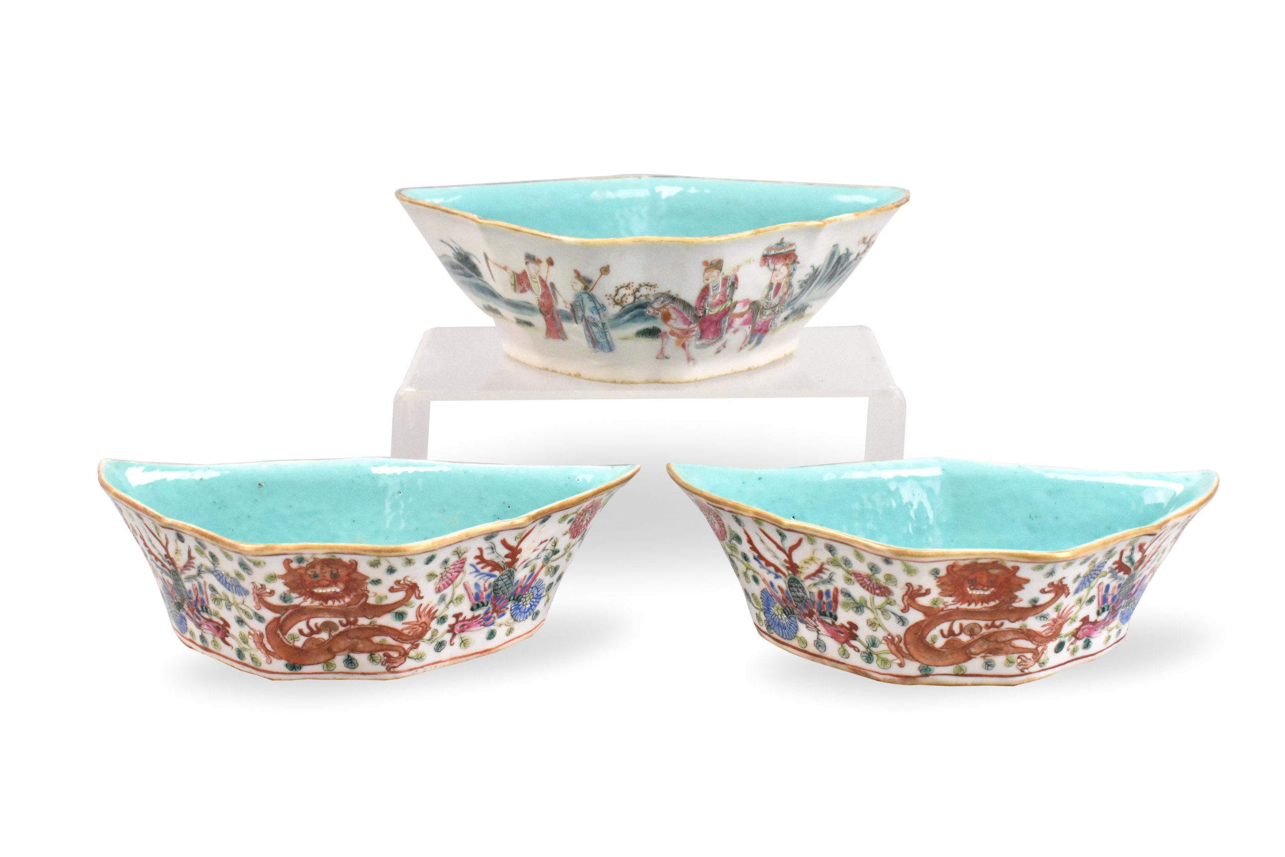 Appraisal: Three Chinese famille rose stem bowls dating from the th