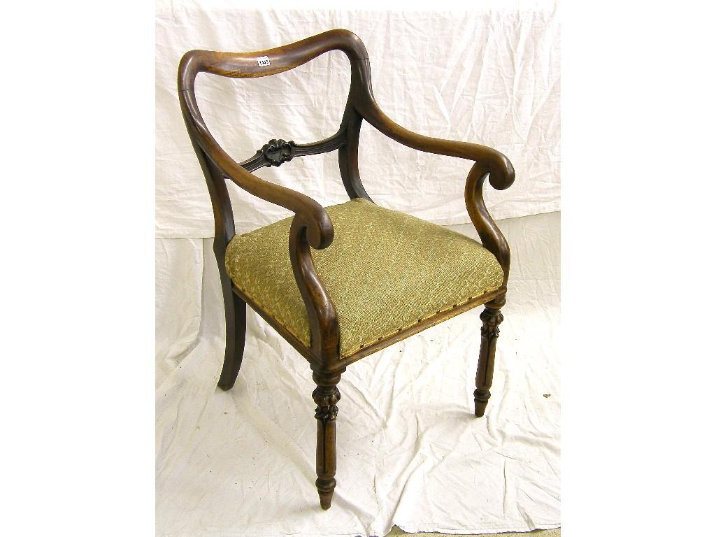 Appraisal: William IV mahogany carver chair the balloon shaped back with