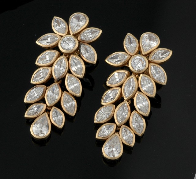 Appraisal: A pair of cubic zirconia cocktail earrings The ct gold