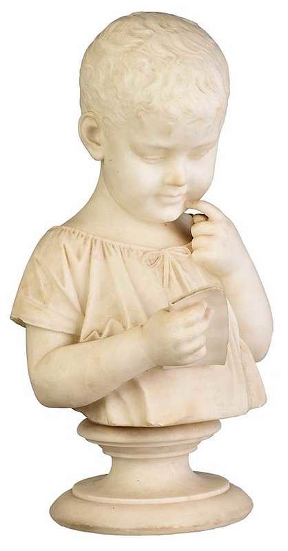 Appraisal: European School Sculpture th th century Child Reading alabaster -