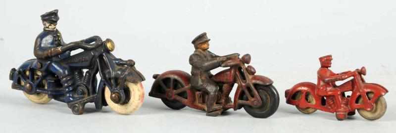 Appraisal: Lot of Cast Iron Motorcycle Toys Includes one Champion marked