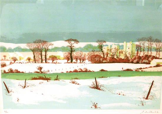 Appraisal: Albert Drachkovitch-Thomas French b color lithograph depicting snowy landscape with