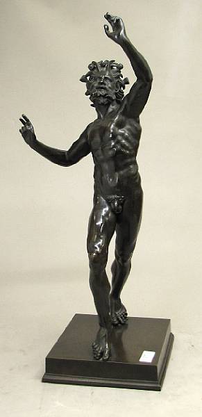 Appraisal: A patinated bronze figure of the Dancing Faun after the