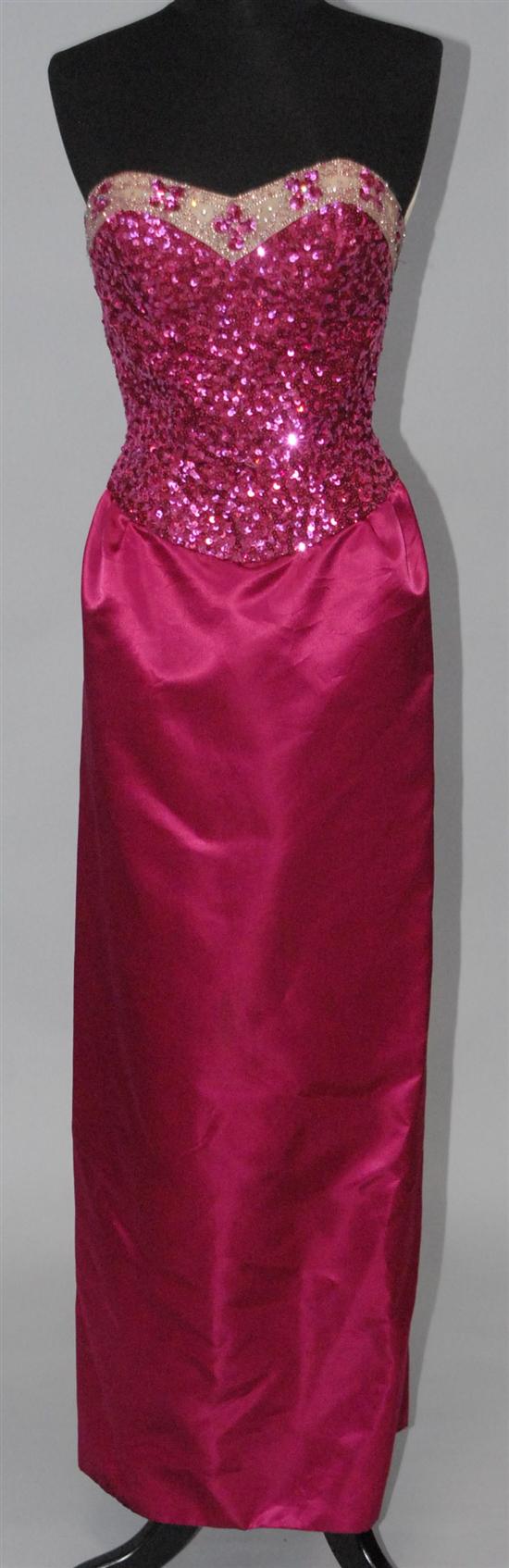 Appraisal: MARILYN MONROE TH C FOX FUCHSIA SATIN GOWN Strapless the