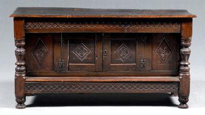 Appraisal: Early English carved oak sideboard or court cupboard oak throughout