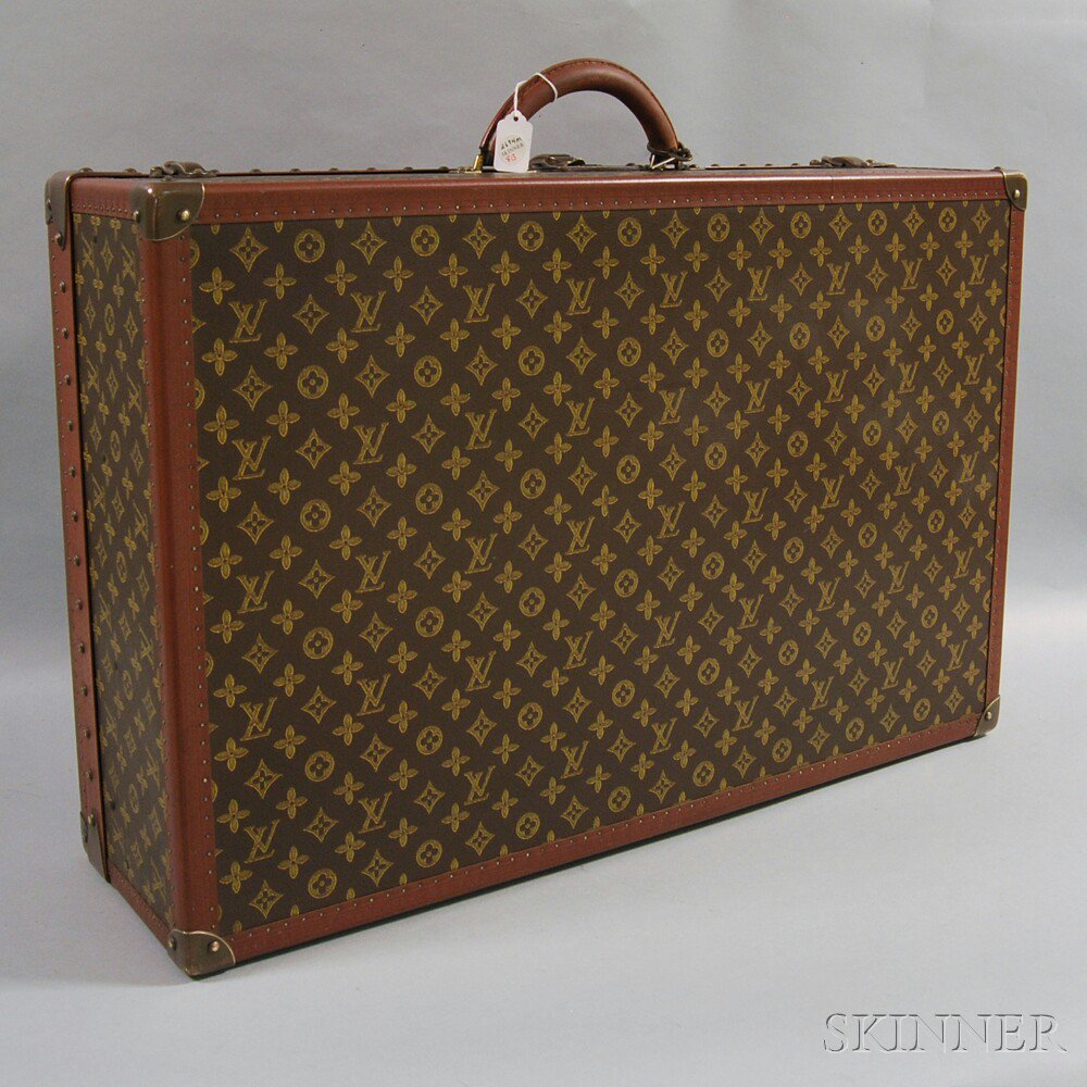 Appraisal: Antique Louis Vuitton Monogrammed Canvas Alzer Hard-sided Suitcase interior fitted