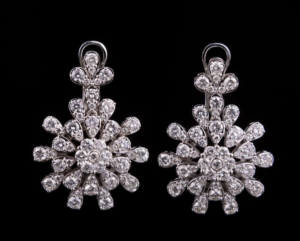 Appraisal: Pair of kt White Gold and Diamond Snowflake Earrings numerous