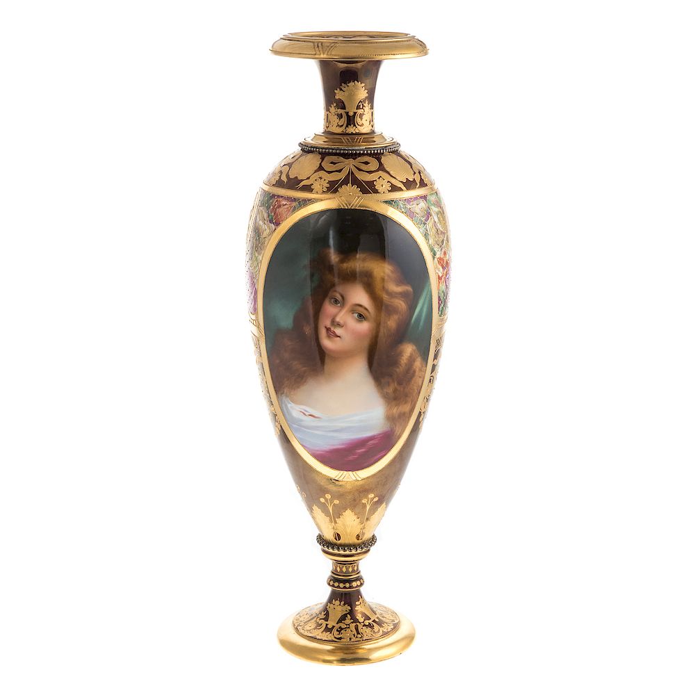 Appraisal: Vienna porcelain portrait vase late th century with painted portrait