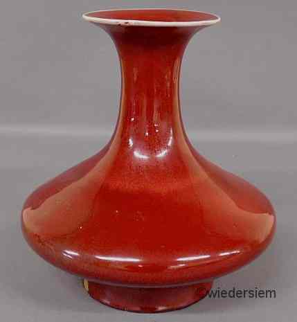 Appraisal: Asian red porcelain vase probably late th c ''h x