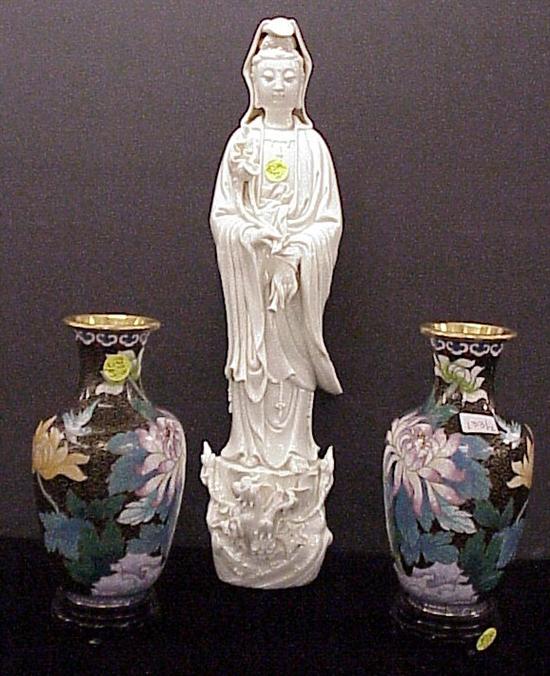 Appraisal: Blanc de chine porcelain figure of Guanyin Chinese th C