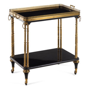 Appraisal: A Neoclassical Style Gilt Metal Serving Cart th Century Height