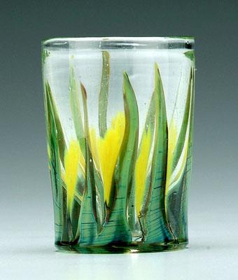 Appraisal: Tiffany aquamarine paperweight vase tumbler form with multi-colored sea plants