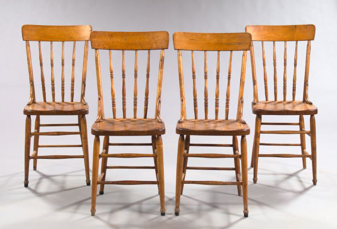 Appraisal: Suite of Four American Late Victorian Oak Dining Chairs ca