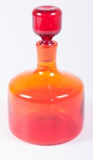 Appraisal: Blenko Amberina Glass Decanter Mid-century reddish-orange glass decanter marked to