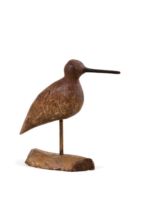 Appraisal: CARVED AND PAINTED SHOREBIRD DECOY Having painted eyes Height inches