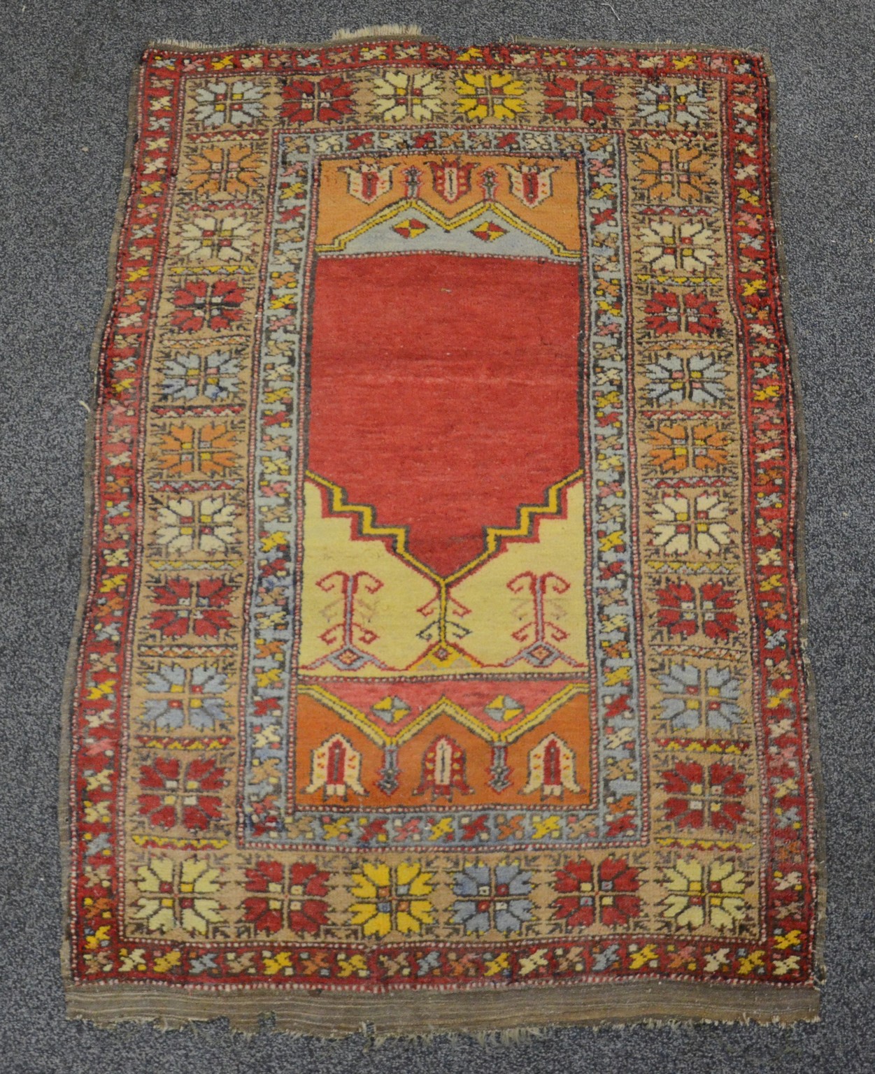 Appraisal: x Turkish prayer rug some wear and losses