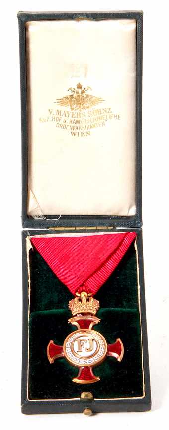 Appraisal: Austro-Hungarian Empire Order of Franz Joseph medal dated crown-capped red