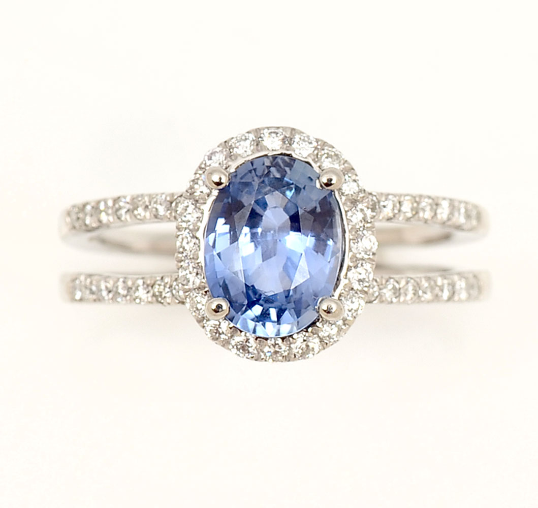 Appraisal: PLATINUM CT UNHEATED BLUE SAPPHIRE DIAMOND RING CT unheated blue