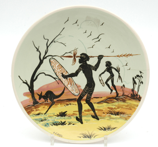 Appraisal: GUY MARTIN BOYD Victoria circa Circular earthenware plate painted with