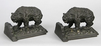 Appraisal: A Pair of Spelter Grizzly Bear Bookends In a black