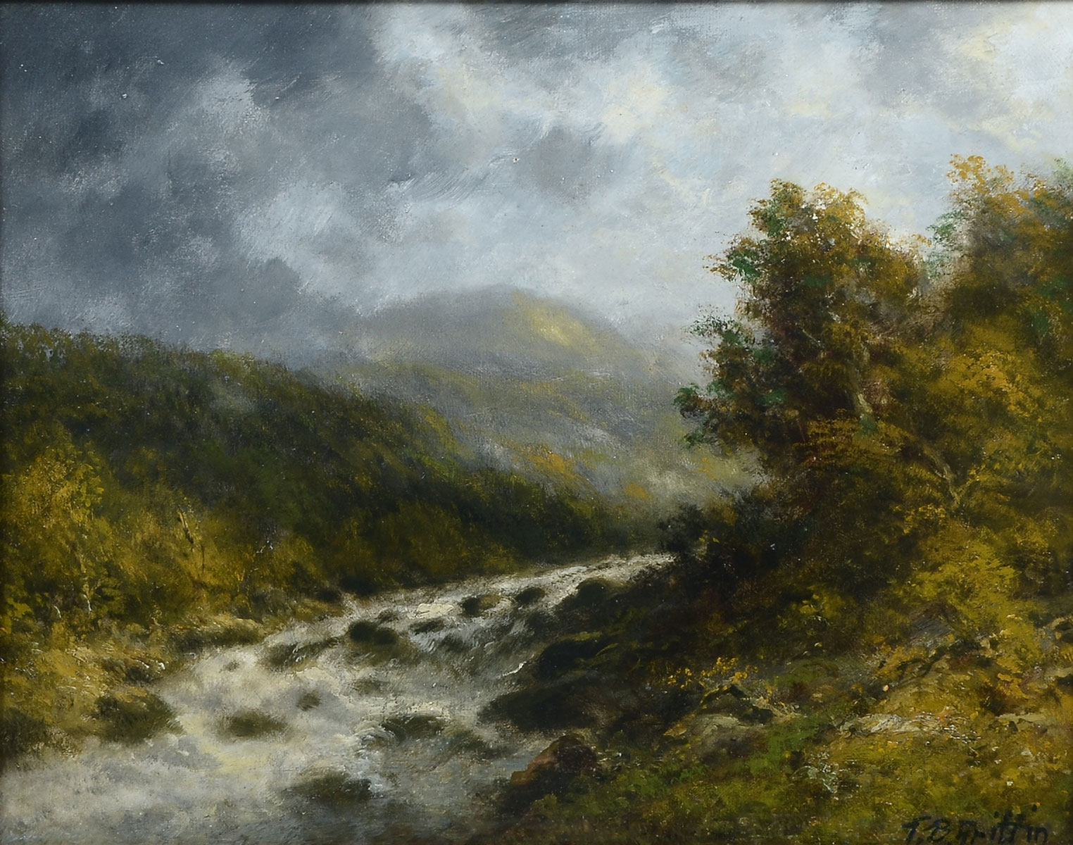 Appraisal: GRIFFIN Thomas B American - Stormy Landscape with Babbling Brook