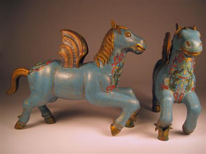 Appraisal: Pair of Chinese gilt metal and cloisonne figures of mythical