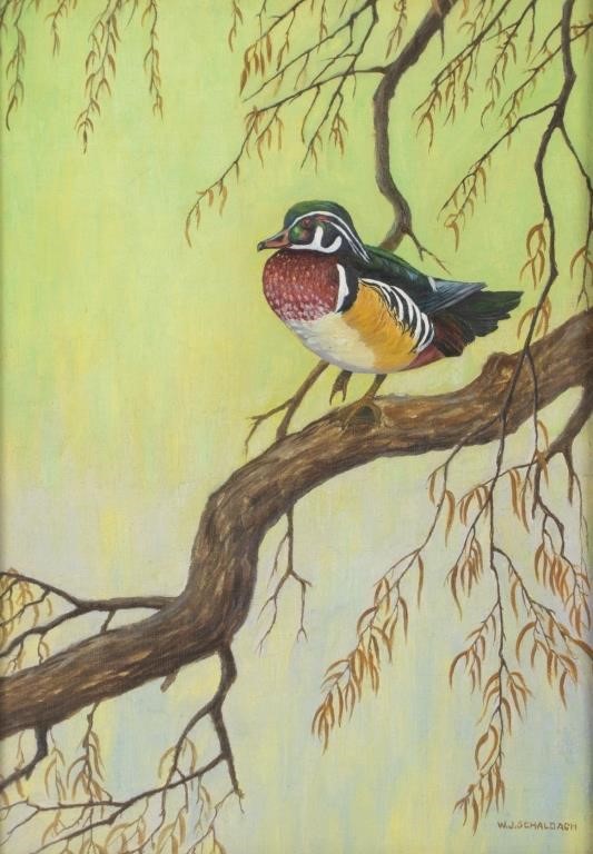 Appraisal: Wood Duck signed W J Schaldach lower right oil on