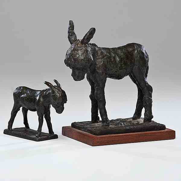 Appraisal: Bronze Donkeys by Carl Lewis Pappe Carl Lewis Pappe Hungarian