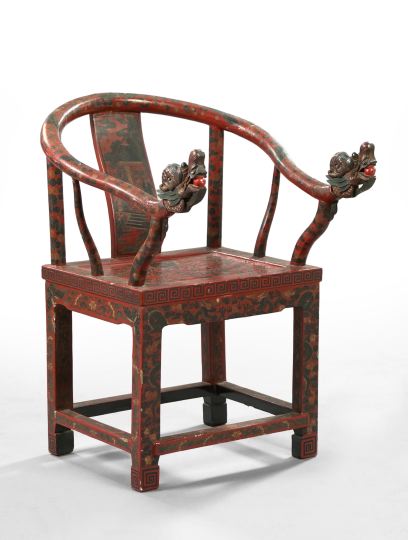 Appraisal: Majestic Chinese Carved Wooden Yoke-Back Mandarin's Chair third quarter th