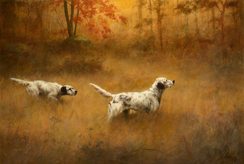 Appraisal: Percival Leonard Rosseau Setters in a Field Exclusive on Bidsquare