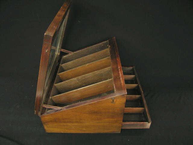 Appraisal: Wooden Store Display Case lift slant top compartments inside wide