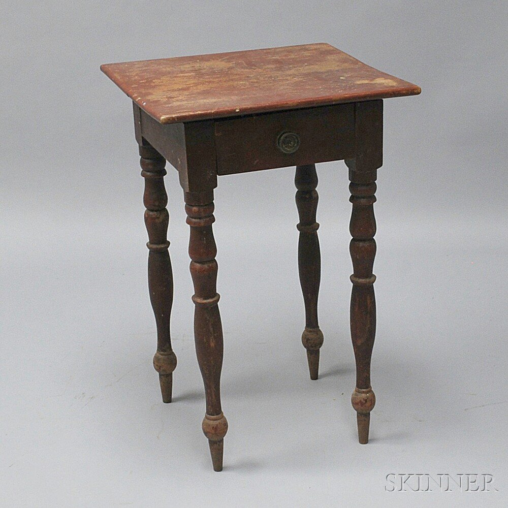 Appraisal: Classical Red-painted One-drawer Stand New England early th century ht