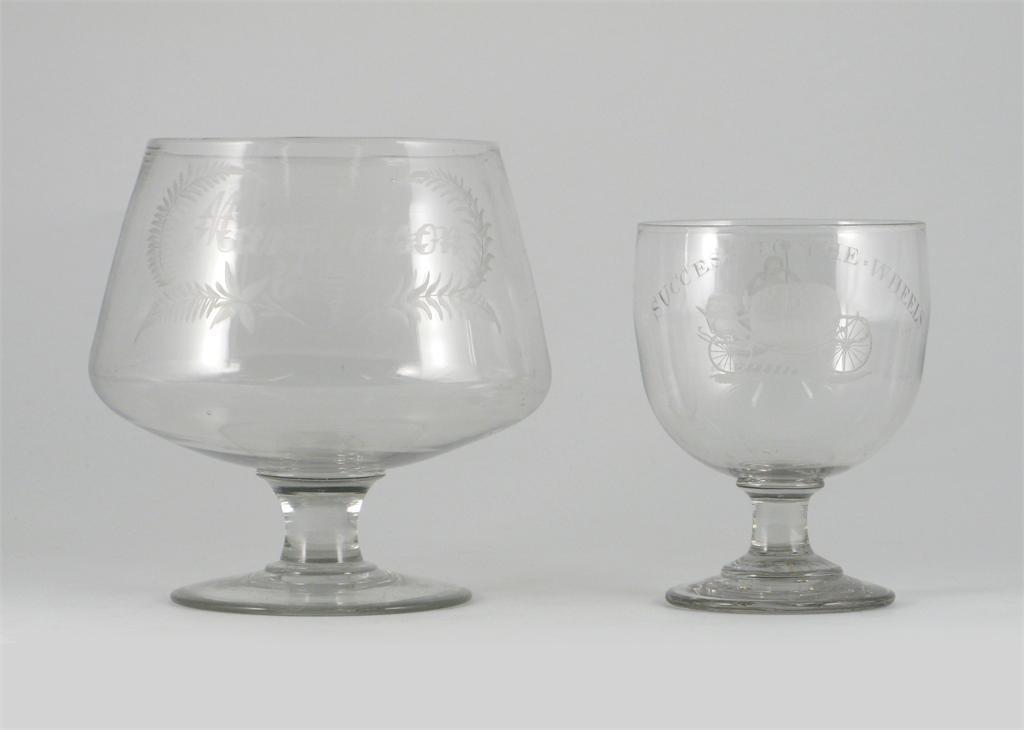 Appraisal: Two large glass goblets