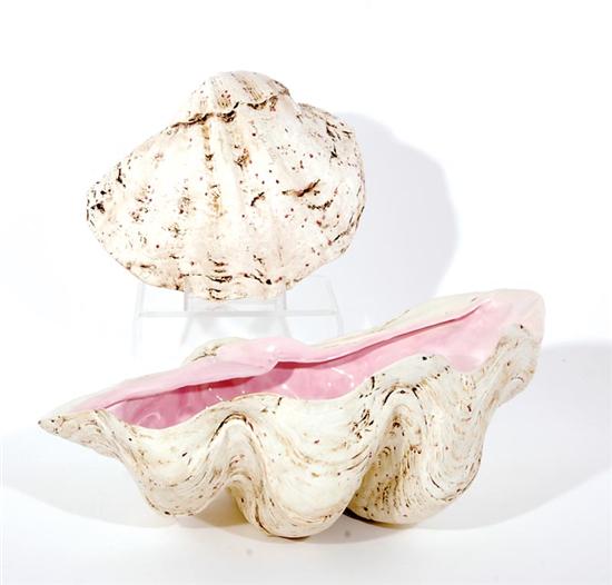 Appraisal: Mary Kirk Kelly ceramic shell-form bowls two oversized half-mollusk shells