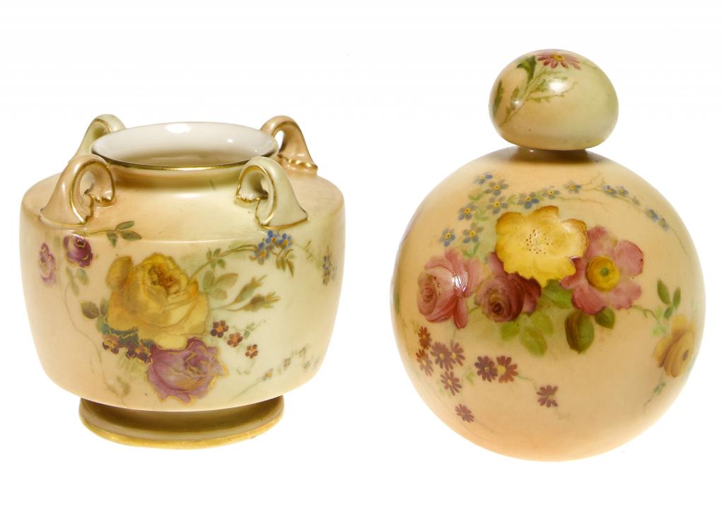 Appraisal: A ROYAL WORCESTER SPHERICAL SCENT BOTTLE AND STOPPER AND A