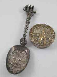 Appraisal: A Dutch silver presentation spoon with galleon finial and crested