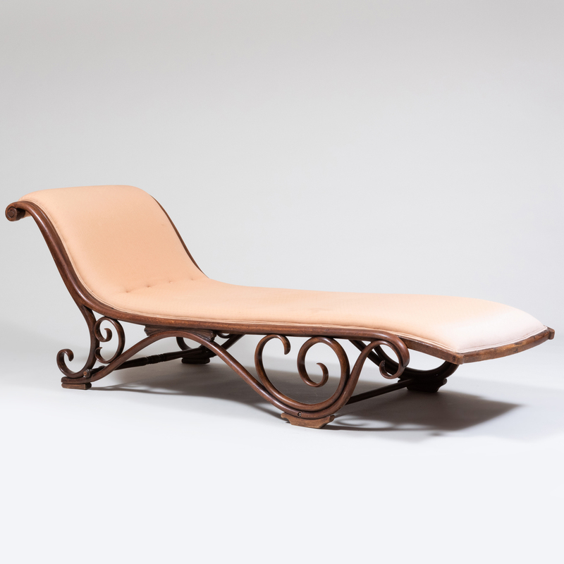 Appraisal: Thonet Bentwood Upholstered Chaise Lounge x ft in x in