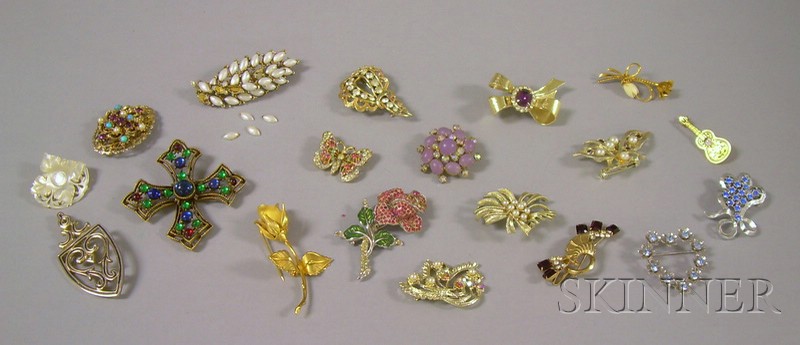 Appraisal: Group of Costume Brooches including many gem-set examples