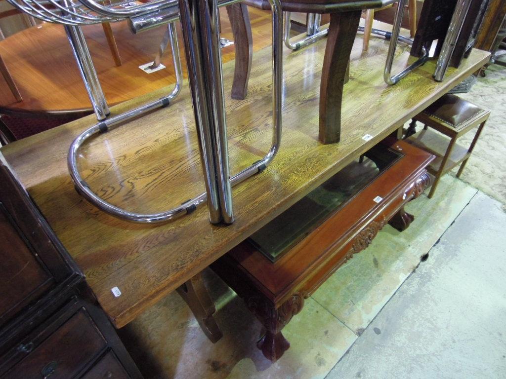 Appraisal: An oak refectory table the rectangular top raised on lyre