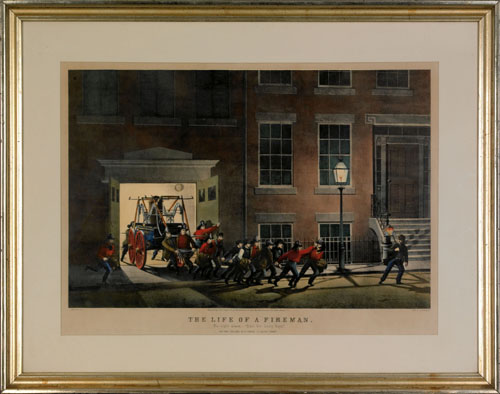 Appraisal: N Currier colored lithograph The Life of a Fireman The